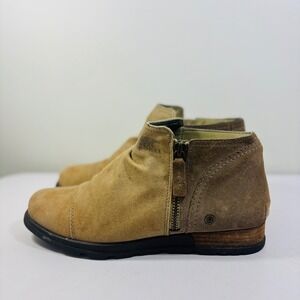 Sorel Major Low Ankle Boots Canvas Suede Tan Side Zip Up Women's Size 10